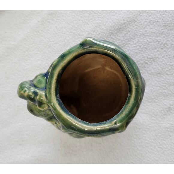 Vintage Pottery Glazed Green Bamboo Elephant Planter Jar - Picture 8 of 11